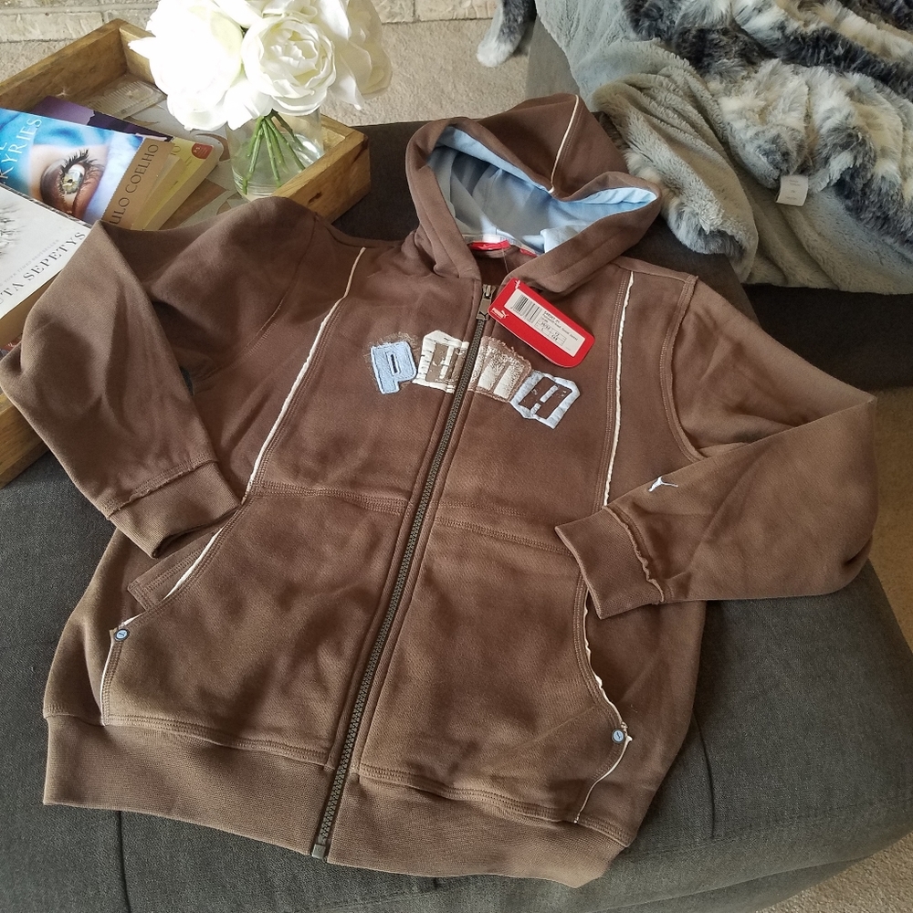PUMA Brown Logo Hoodie Sweatshirt from Europe NEW